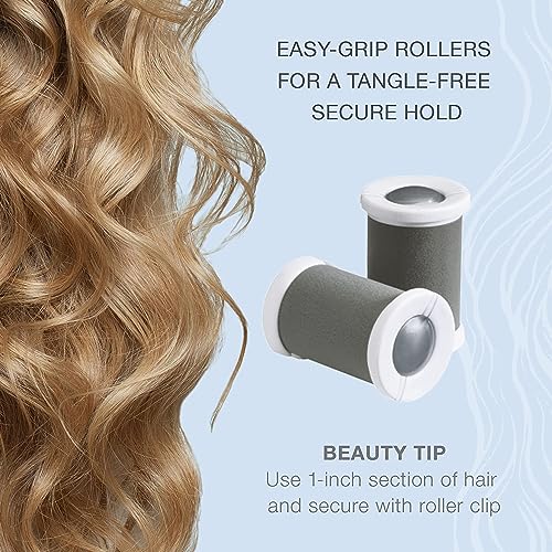 Image of Conair Double Ceramic Hot Rollers for Long,Medium & Short Hair,5 Ceramic Flocked 1-Inch Heated Hair Rollers with Clips,Hot Curlers for Women,Volume & Curls,Dual Voltage,Pink /White,(Pack of 6)