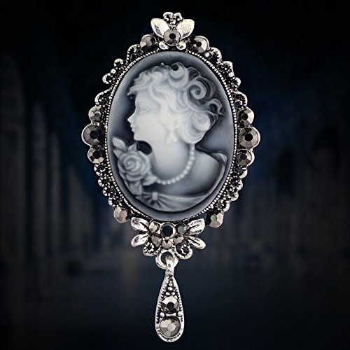Image of lureme Vintage Elegant Victorian Lady Beauty Cameo with Crystal Brooch Pin (br000017)