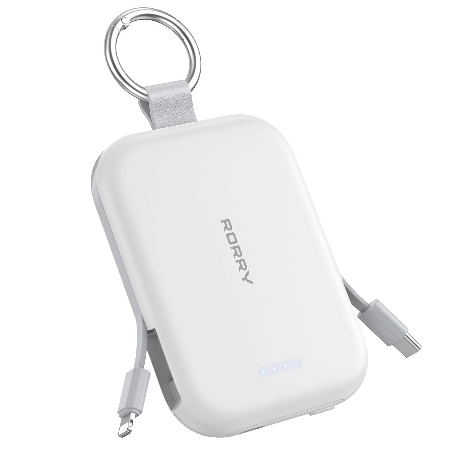 RORRY Portable Charger with USB-C cable connected for recharging