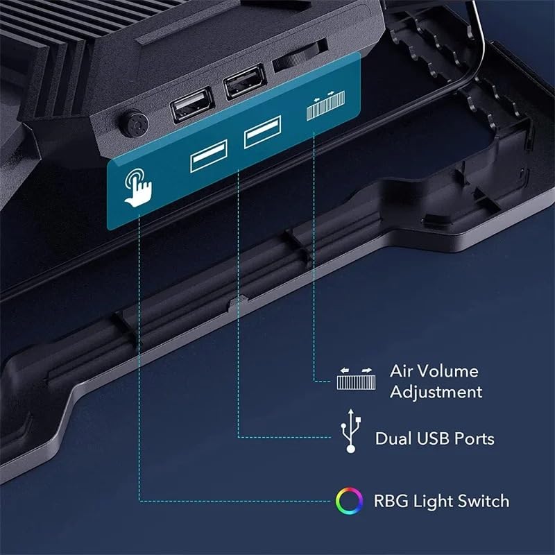Laptop Cooler podstawka pod laptopa Sześć Wentylatorów, Regulowana Prędkość Wiatru, Wysokość, Podświetlenie RGB, Port USB, Podstawka Chłodząca Do Laptopa, Stojak Na Laptopa(RGB)