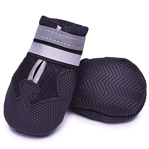 Ulandago Breathable Mesh Dog Boots Nonslip Soft Rubber Sole Dog Shoes Black S