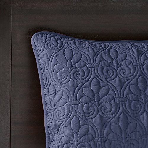 image for Madison Park Quebec Queen Size Quilt Bedding Set - Navy , Damask – 3
