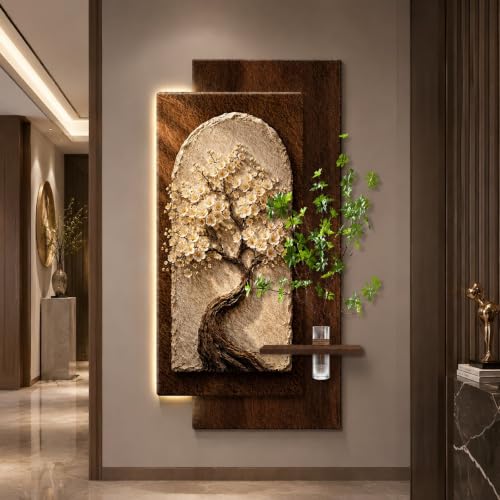 3D Wall Art Decor, LED Lighted Sandstone Money Tree Wall Sculpture