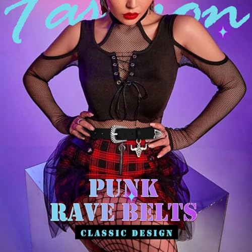 BODIY Punk Women Leather Belt for Jeans Pants Black Goth Ladies Belt with Buckle Vintage Waist Belts3