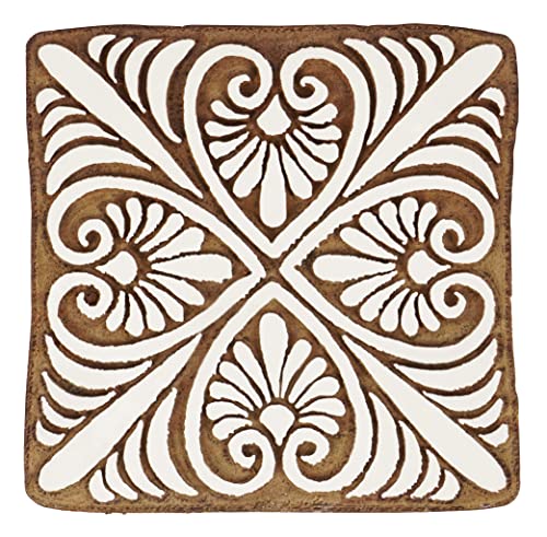 IBA Indianbeautifulart Textile Printing Block Asian Floral Motif Hand Carved Wooden Stamp Wood Block Printing Textile Stamps for Fabric/Pottery Blocks,4 Inch