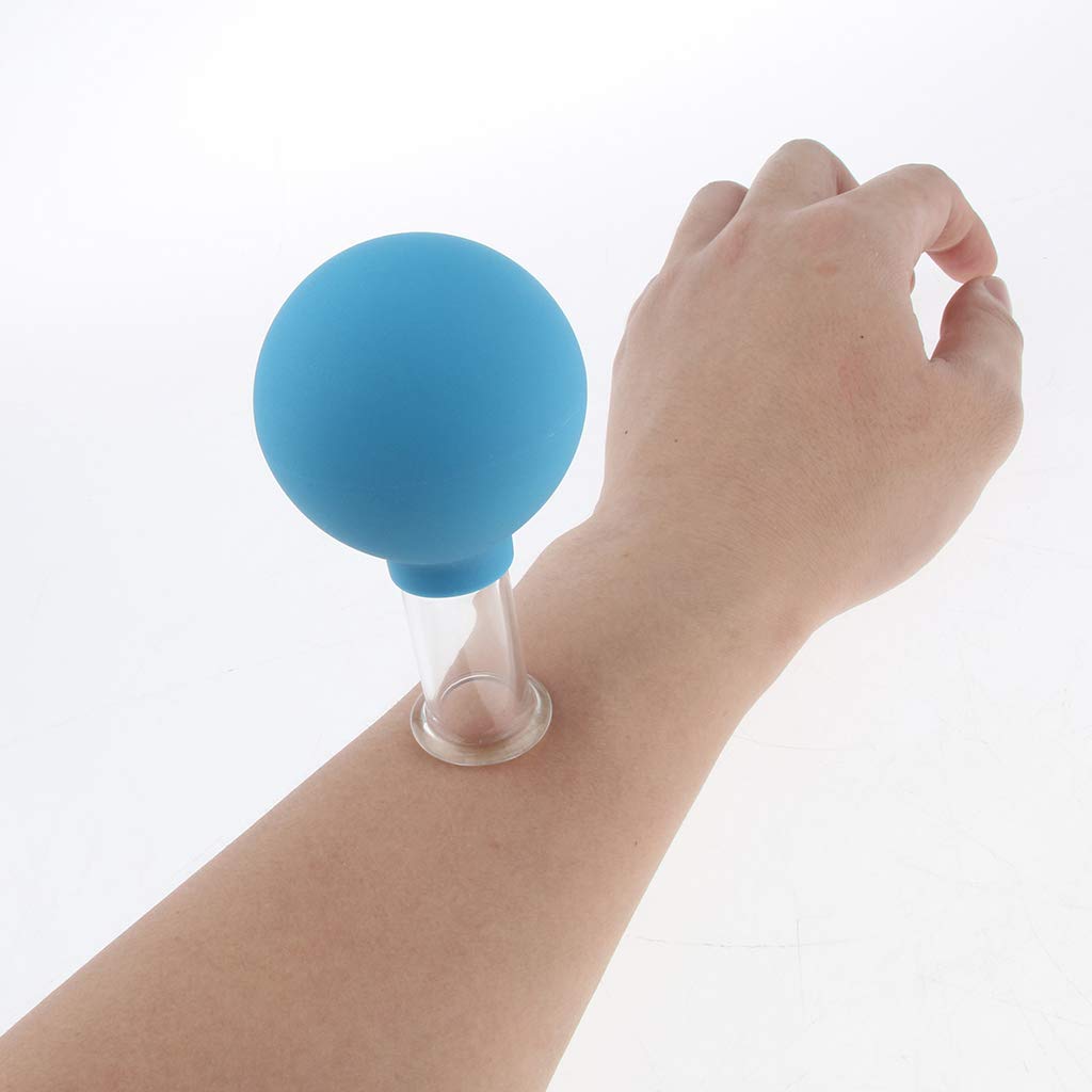 5 Stück Schröpfglas Set Schröpfen Massage Vakuum Schröpfbecher Ganzkörper Massagegerät (Blau + Blau 3cm)