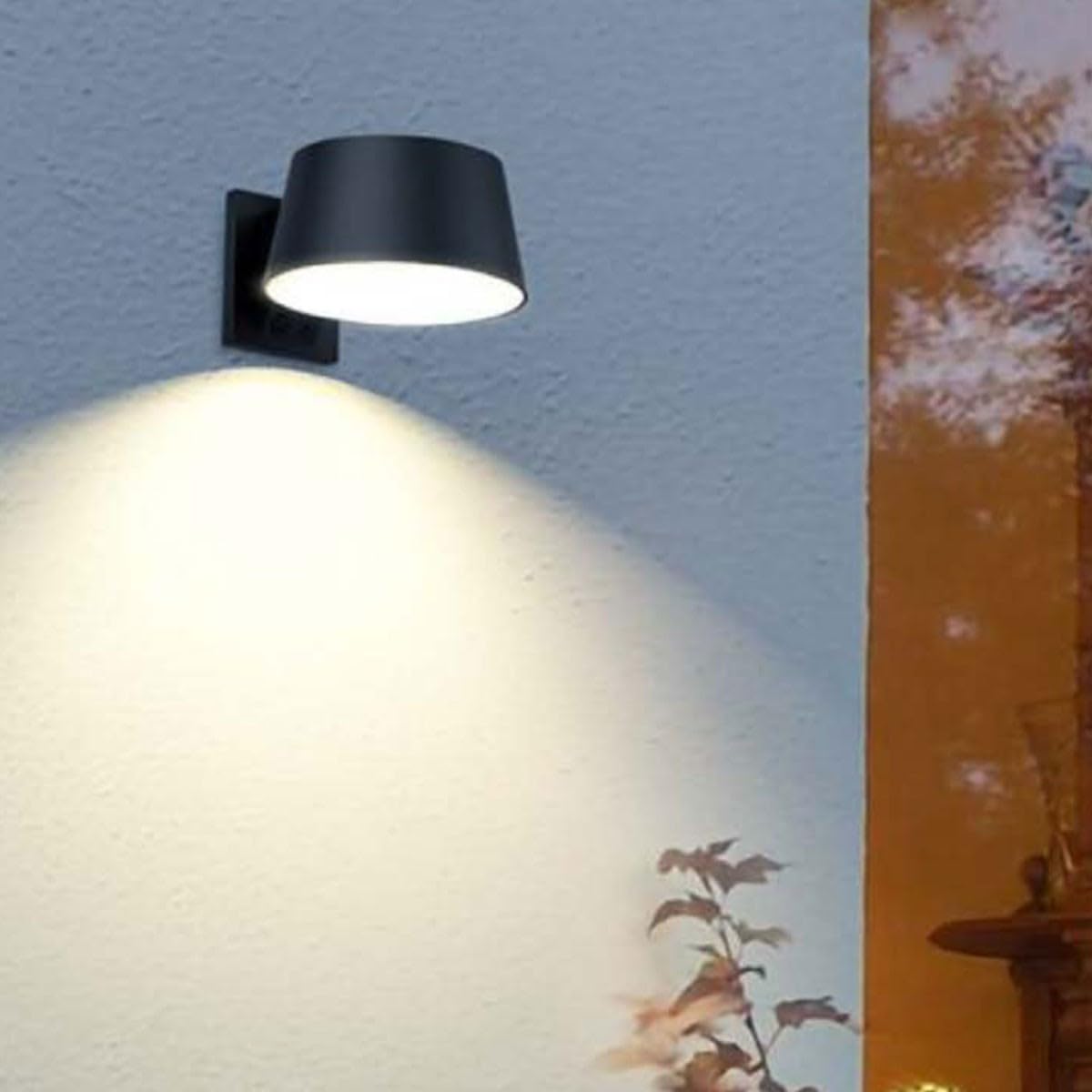 ASLO - Solarna lampa ścienna LED, czarna, 5,26 W, 1000 lm, kąt 120°, bezprzewodowa, inteligentna, IP54