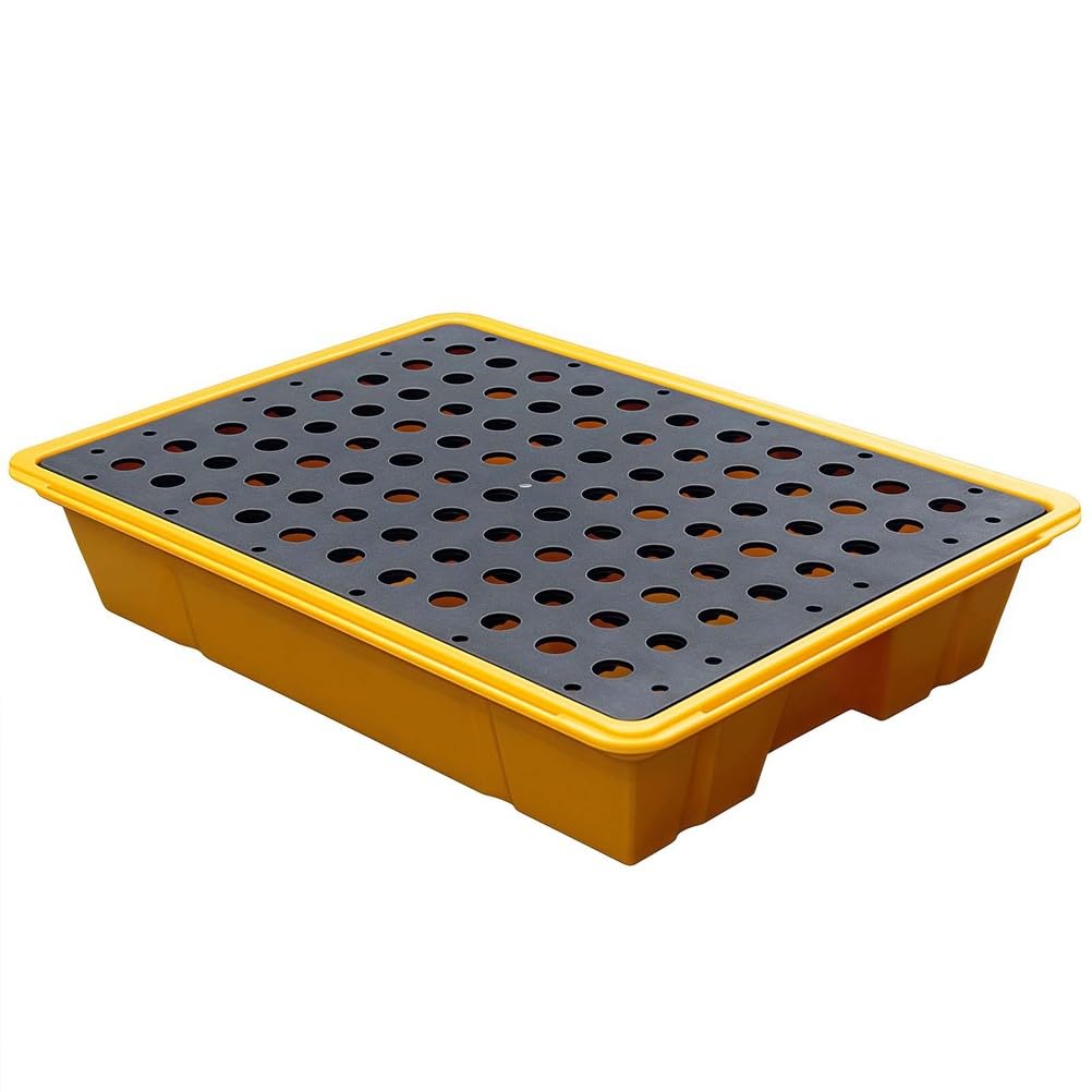 LVSEWOA Plastic Drum Spill Pallet with Leakproof Grates for Industrial Spill Control and Containment