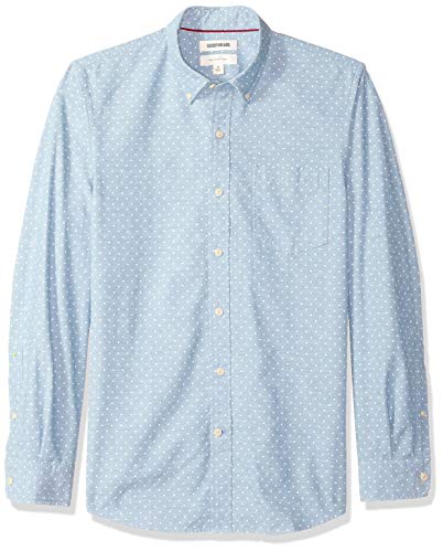 Amazon Brand - Goodthreads Men's Slim-Fit Long-Sleeve Chambray Shirt, Light Blue/White, Large