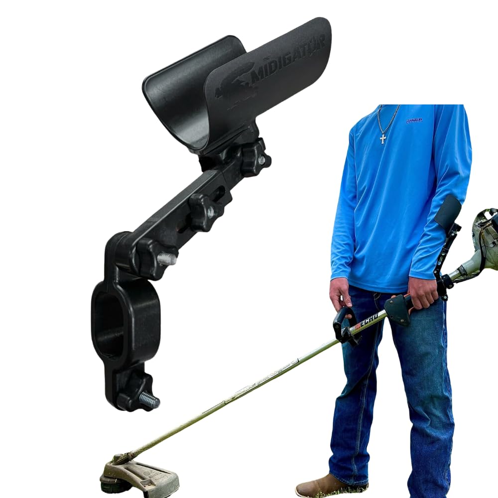 Midigator - Soporte ergonómico para recortadora de cuerdas, soporte de eje de 26 mm y 28 mm | Protector de espalda ajustable en 4 direcciones, control con una sola mano, soporte de postura y reducción de fatiga