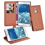 Cadorabo Hülle kompatibel mit Samsung Galaxy Note Edge Handyhülle aus Kunst Leder Flip Klappbare Stoßfeste Magnetische [Standfunktion] [Kartenfächern] Cover Hülle für Galaxy Note Edge Tasche in Braun