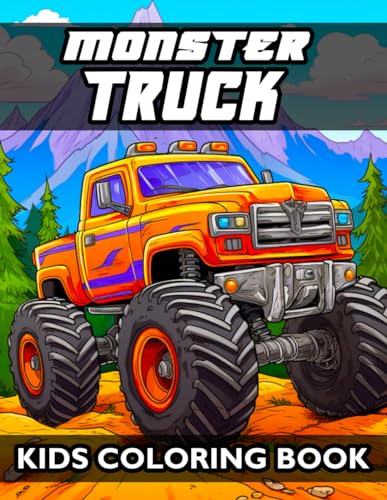 Boys Coloring Book: 100 Large Print Big Wheels and Funny Monster Trucks Coloring Pages for Kids and Boys Ages 2-3-4-5-6-7-8