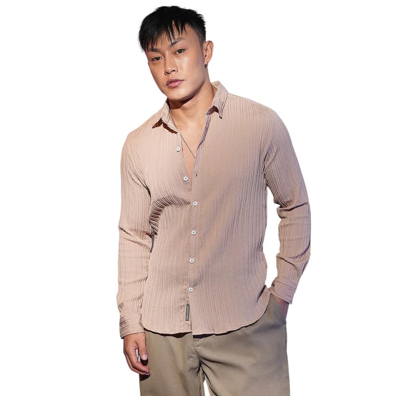 Image of CAHOOT Men's Solid Utility Shirt | Casual Wear | Spread Collar | Long Sleeve | Button Closure | Shirt Crafted with Comfort Fit for Everyday Wear