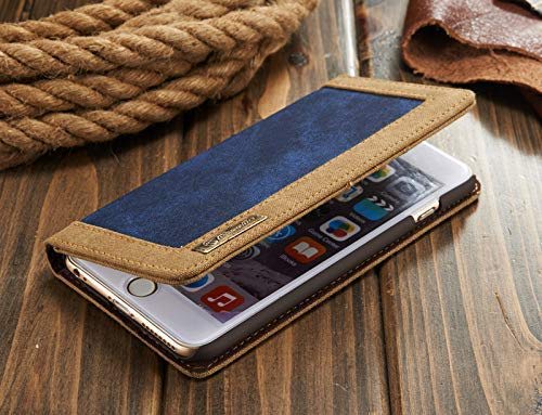 Image of ClickCase Iconic Series for Realme Narzo 20 pro Soft Canvas Denim Cloth Leather Wallet Flip Case Kick Stand with Magnetic Closure Flip Cover for Realme Narzo 20 pro (Blue & Beige)