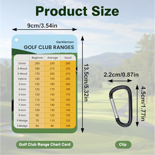 Image of 2 Pack Golf Club Distance Card, Waterproof Yardage Chart Card, Credit Card Size and Easy Carry, Quick Reference Guide with Clip, Golf Bag Accessories for Men Women Golfers | Durable、Hassle-Free、Pocket-Sized、Great Gift