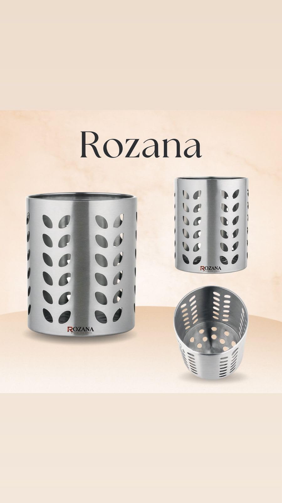 Premium Stainless Steel Cutlery Stand | Rust-Free Kitchen Utensil Holder with Air Ventilation | Dishwasher Safe Spoon, Fork & Knife Stand | Silver (9 x 11 cm) — Amazon image 3