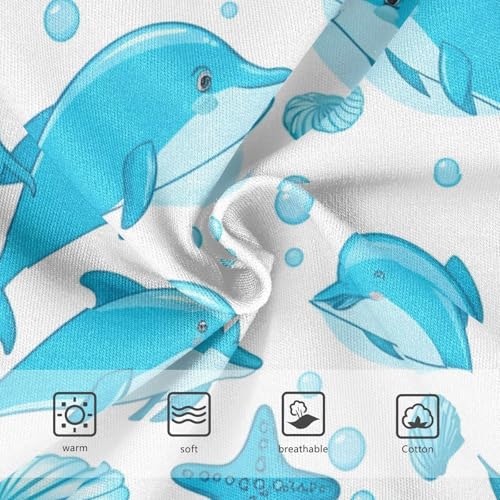 Cotton Toddler Girls Underwear Playful Blue Dolphins White Cute Panties Girl Bright Briefs Girls Undies 2t3