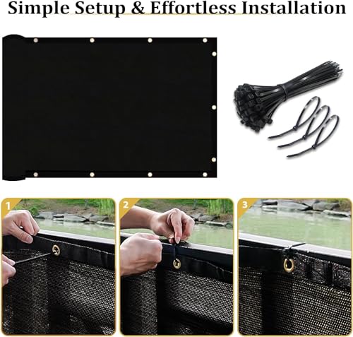 Shade&Beyond 5\' X 50\' Fence Privacy Screen Heavy Duty 220 GSM Fencing Mesh Shade Net Cover for Wall Garden Back Yard Outdoor Home Decoration, Black