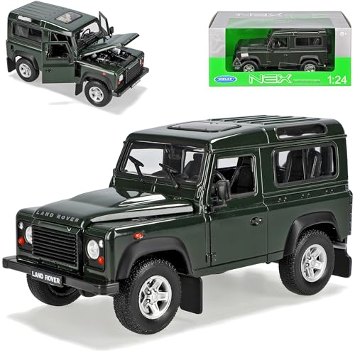 Welly Land R*o*v*e*r Defender 90 Grün 3 Türer 1/24 Modell Auto mit individiuellem Wunschkennzeichen