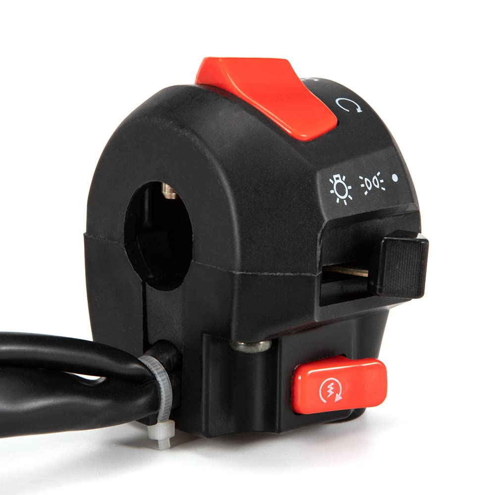 7/8” Motorcycle Handlebar Switch, Universal 22mm Motorbike Hand Control Turn Signal Horn Switch High Low Beam Start Stop Switches Button Replaces Mounting