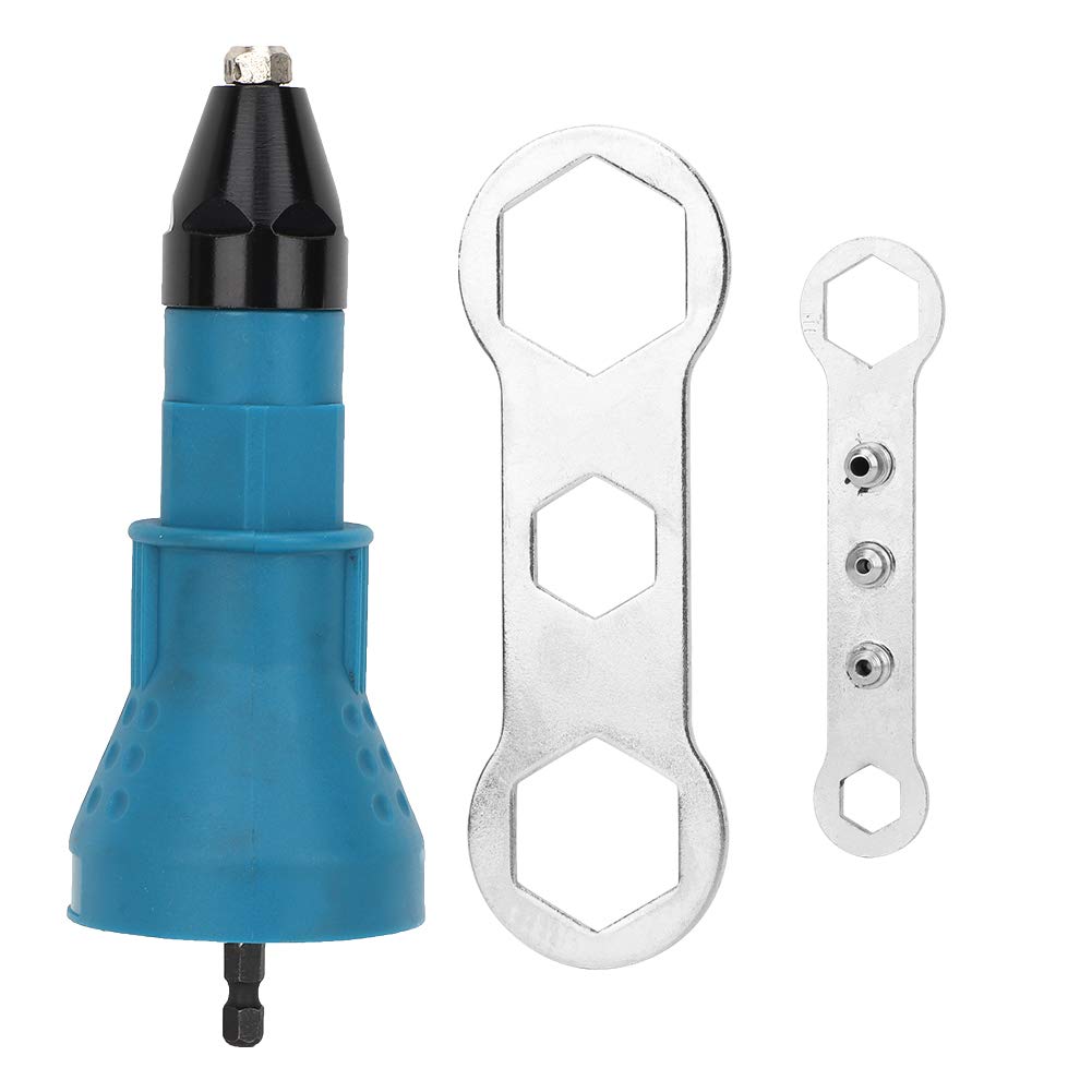 Adattatore per Attacco Pistola per Trapano per Rivetti Strumento per Carpentiere Elettrico Senza Fili Pistola per Rivetti Pop (Blue)