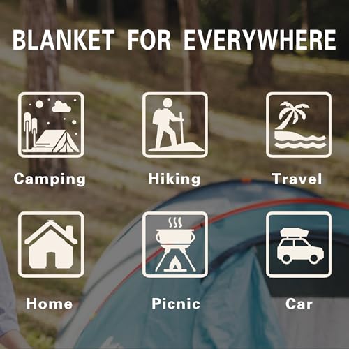 Yizheer Green Mountain Printed Camping Blanket,Lightweight Down Alternative Puffy Camping Blanket Packable Outdoor Blanket For Camping,Traveling thumb #3