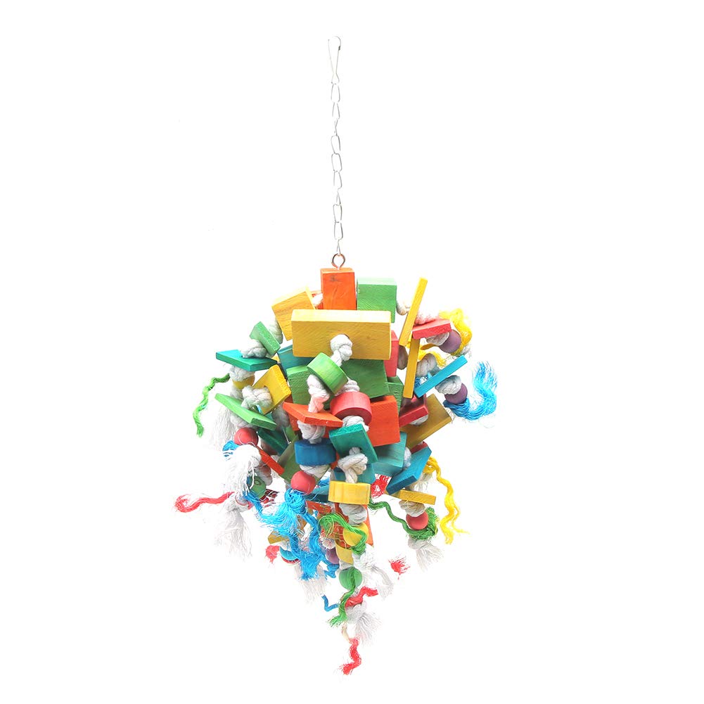 3PCS Bird Chewing Toy Set | Colorful Blocks String/Frosted Rod/Ladder Swing | Wood Parrot Biting Toy | Cage Accessory for Parrots & Small Birds