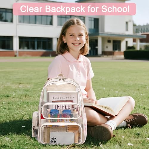 Image of BTOOP Clear Backpack Heavy Duty Transparent Backpack 17 inch See Through Bookbag for College Work Festival Security with Padded Strap Large Capacity