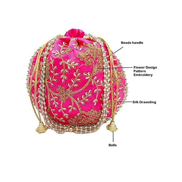 Potli bag (Pack of 2 Potli) Rani and Parrot Green Matka Designer handbags for Women wedding party and Return gift potli bags for party accessories - Image 5