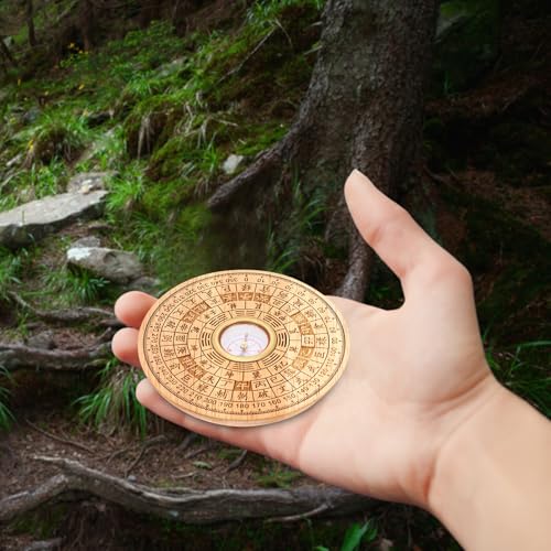 Brújula de madera Feng Shui 2 pulgadas estilo retro miniatura 4