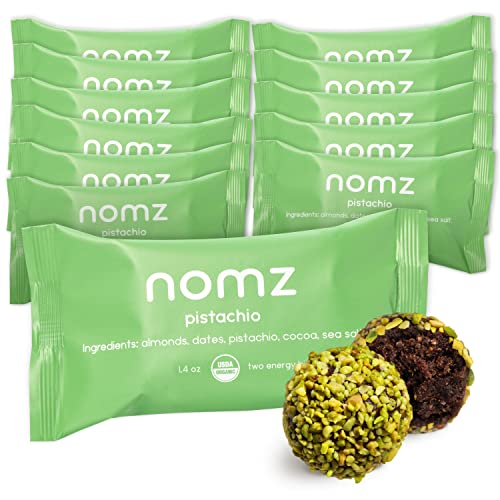 nomz Pistachio Energy Bites, Delicious & Healthy, Vegan-Friendly, Paleo, Great Source of Nutrients, Non-GMO, Gluten-Free, 12-Pack