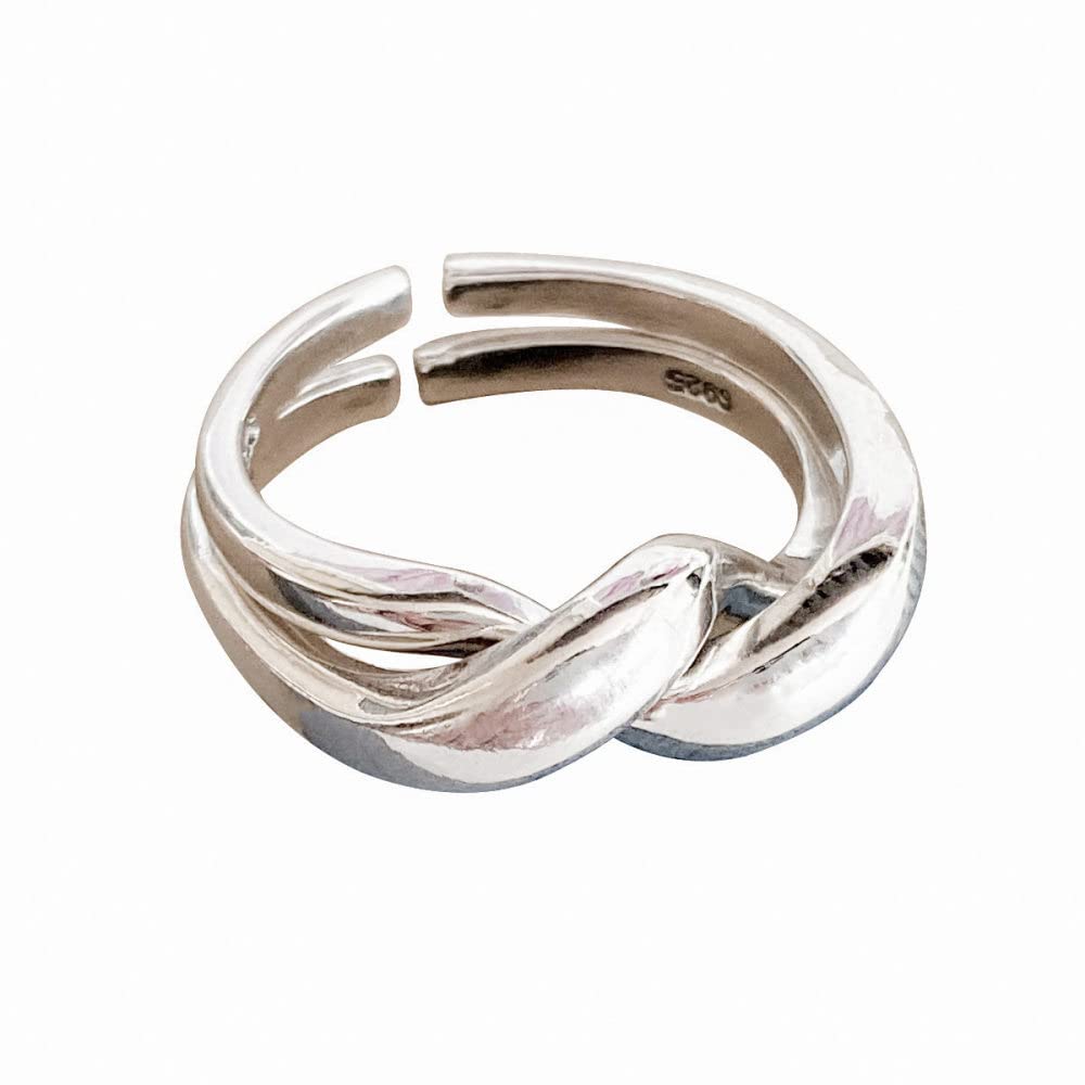 HGJH Verstellbarer Ring, S925 Sterling Silber Twists Ring Verstellbare Ringe Minimalistischer Offener Ring Silber Daumenring Ewigkeitsring Hochzeitsanhänger Schmuck Geschenke Für Männer Mädchen Damen