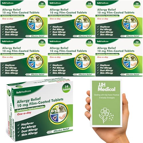 Cetirizine Hayfever & Allergy Tablets Non-Drowsy Antihistamine Relief | 14 Tablets x 6 | JJH Medical Hay Fever Tracker Bundle GSL
