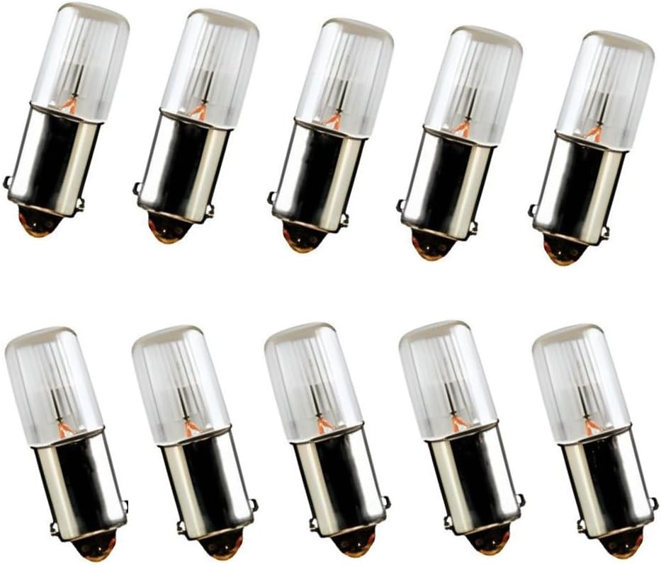 10 Pcs Replacement Neon Indicator Light Bulbs 0.25W NE51H B2A T3.25 BA9s Amber 105-125V for Panel, Switches, Industrial Equipment Parts
