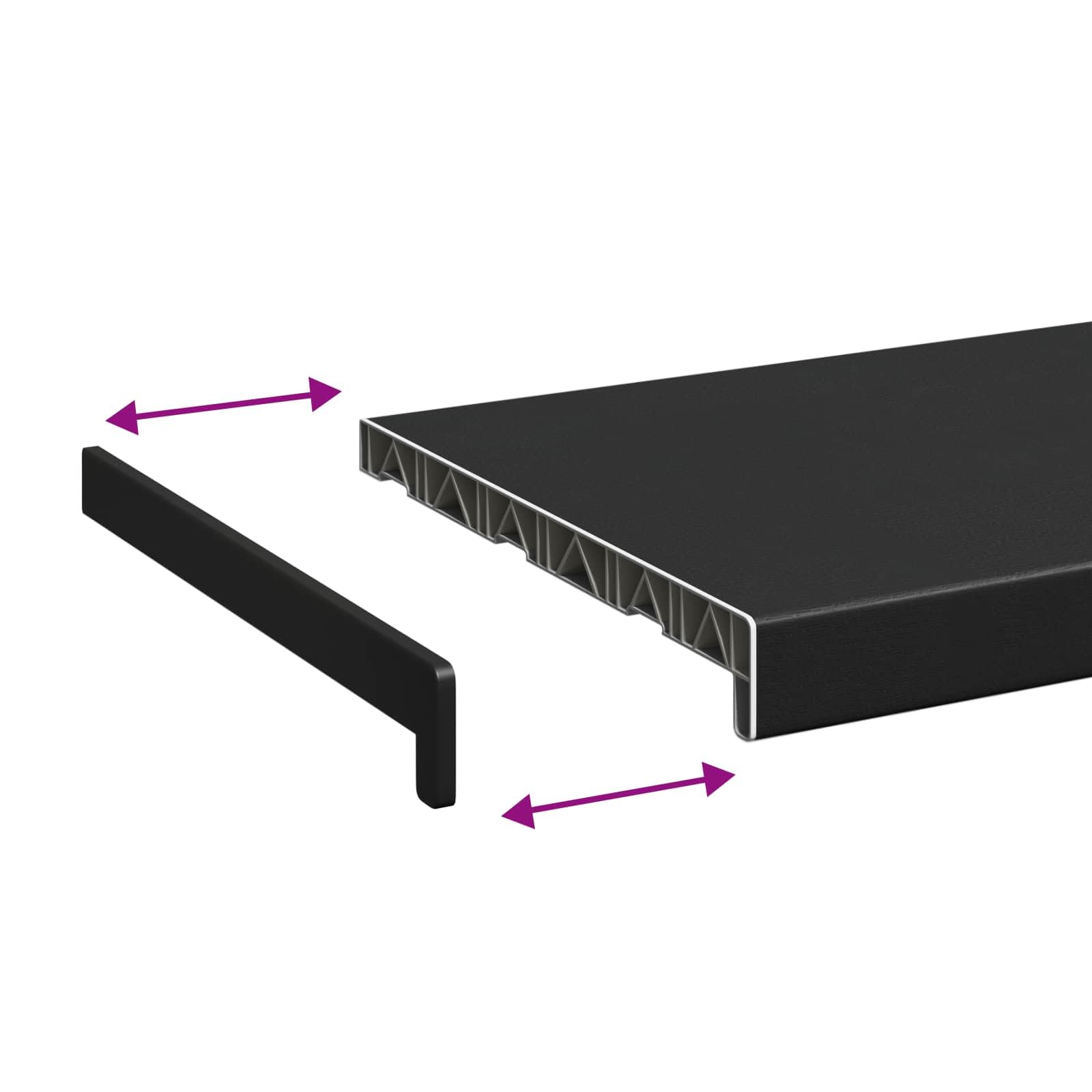 Parapet z PCW, czarny, 100 x 30 x 4,5 cm