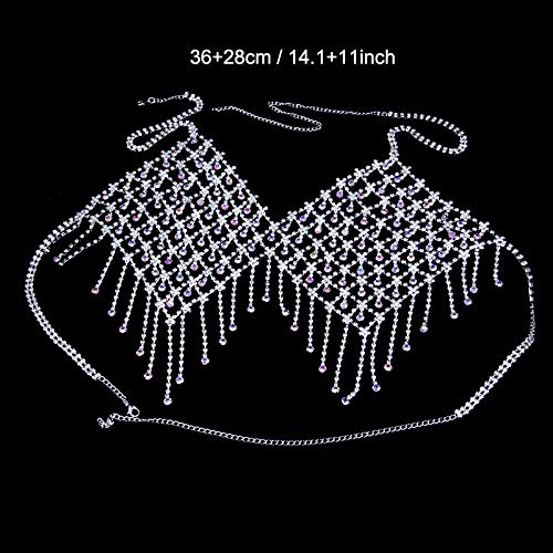 CanB Rhinestone Sexy Bra Chian Sparkly Crystal Tassel Underwear Body Chains Summer Beach Bikini Nightclub Chain Body Accessories Jewwlry for Women and Girls(Style-3) (A) - Image 5