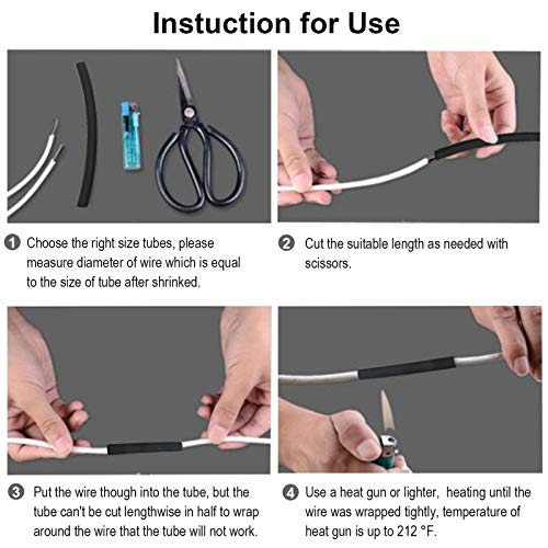 180 PCS 3:1 Dual Wall Adhesive Heat Shrink Tubing kit, 6 Sizes(Dia): 1/2\", 3/8\", 1/4\", 3/16\", 1/8\", 3/32\", Marine Wire Cable Sleeve Tube Assortment with Storage Case for DYI by MILAPEAK (Black)