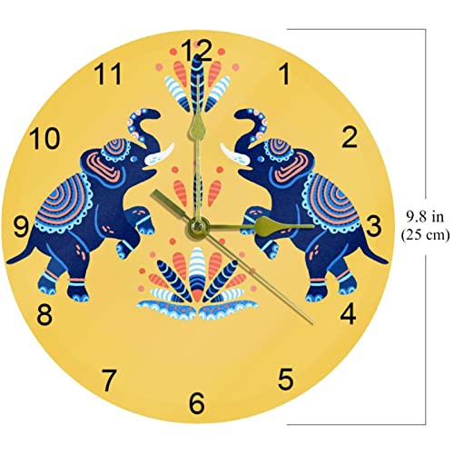 Horloge murale silencieuse éléphant jaune 25cm