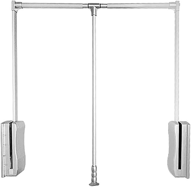 FKDEKUZI Lift/Pull Down Adjustable Width hanger,Wardrobe Removable Clothes Hanger Rail soft return (89-121cm)