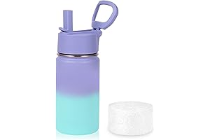 Volhoply 14oz Kids Insulated Water Bottle with Straw Lid