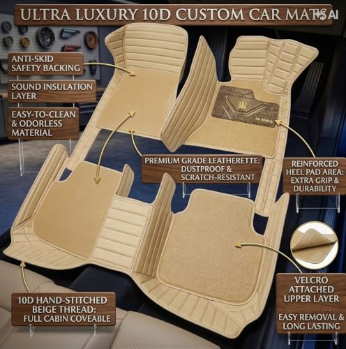 Image of 10D Car Foot Mat for Hyundai Santafee (2012) 5 Seater | Beige