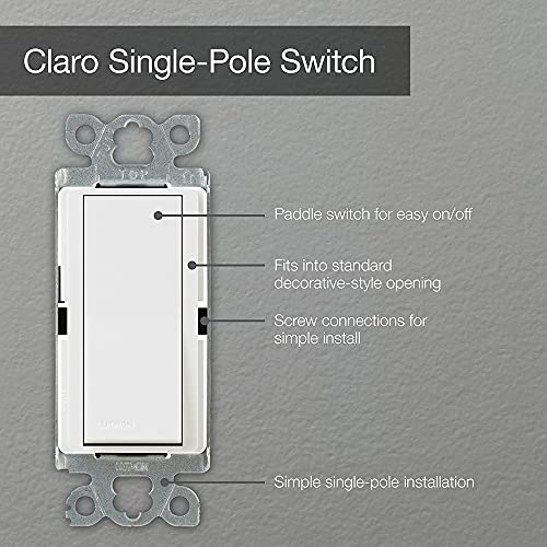 Lutron Claro On/Off Switch, 15-Amp, Single-Pole, Ca-1Ps-Gr, Gray #TOP3