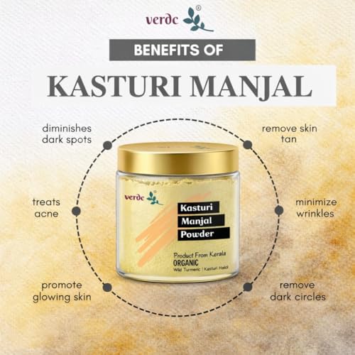 Image of 100% Natural Face Packs of Organic Kasturi Manjal & Red Sandalwood Powder for Beatiful Glowing Skin (50gm, 40 gm, Combo of 2)