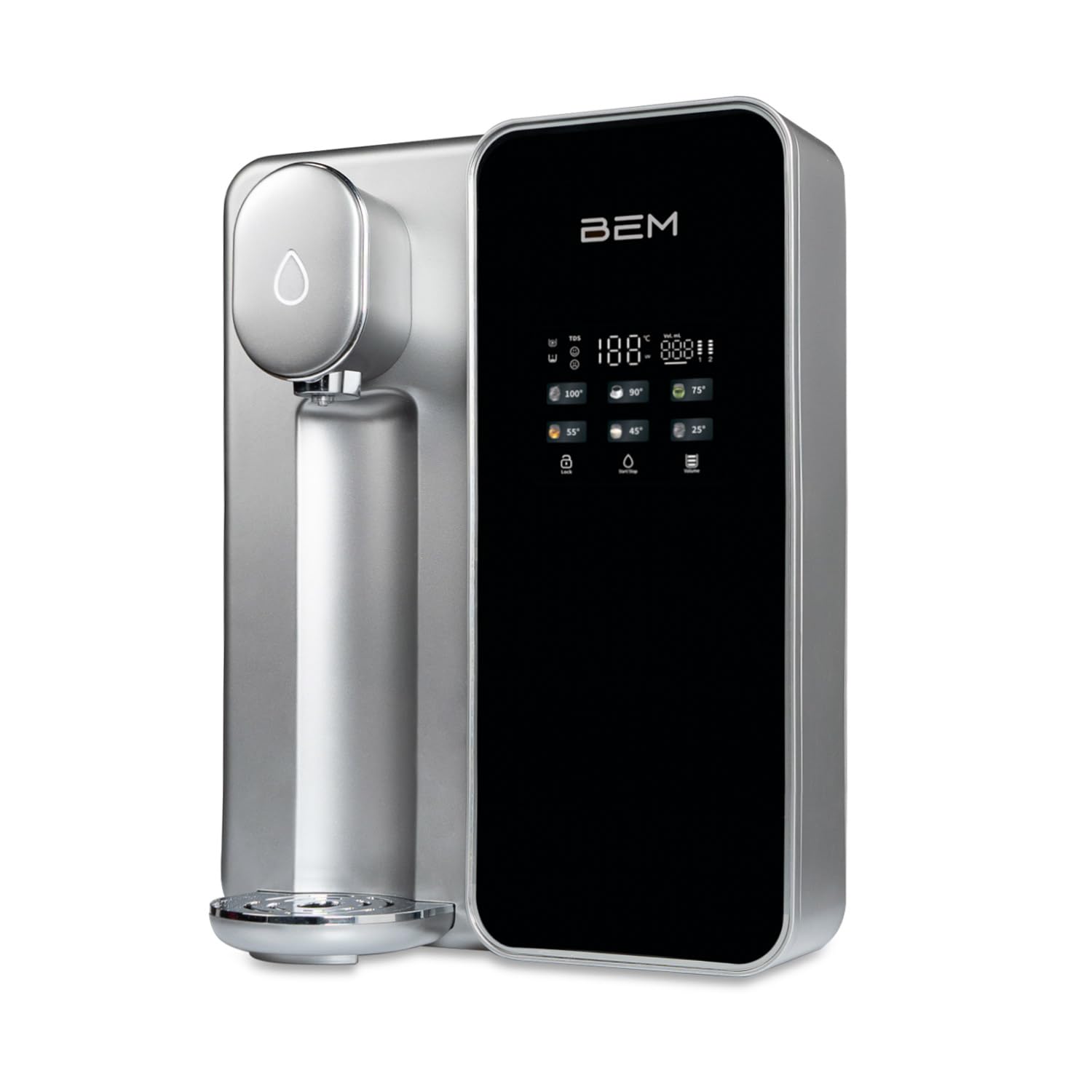 BEM Unicora Wasserfilter Osmoseanlage Umkehrosmose Trinkwasser Wasseraufbereiter mit UV, Direktanschluss, Heißwasserspender 6 Temperaturstufen, TDS Monitor, Kalkfrei, Wasserfilteranlage für Küche Büro