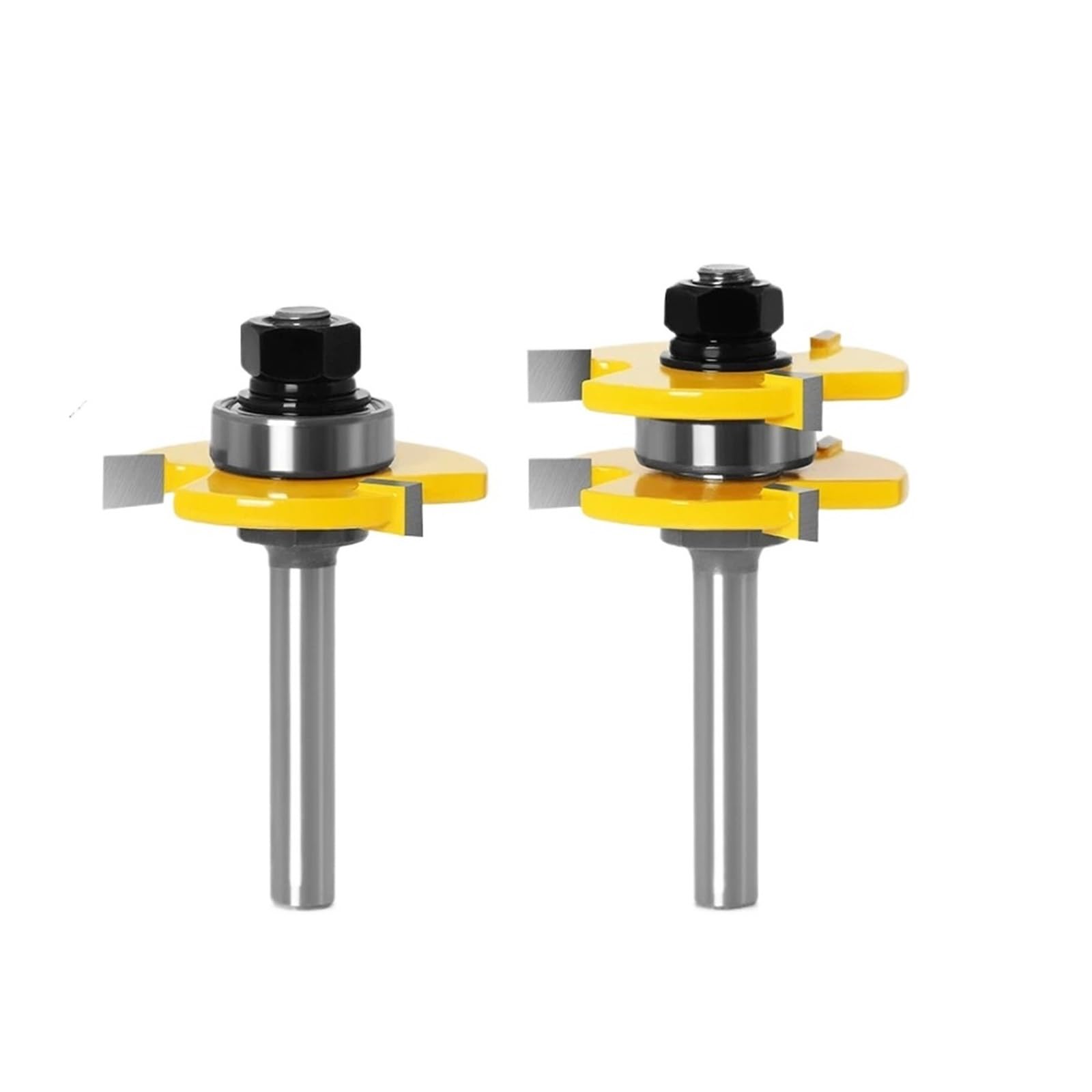 2 sztuk 1/4 "1/2" 6mm 8mm 12mm Shank język rowek zestaw bitów routera 3-zęby typu T frez do obróbki drewna(12mm shank)