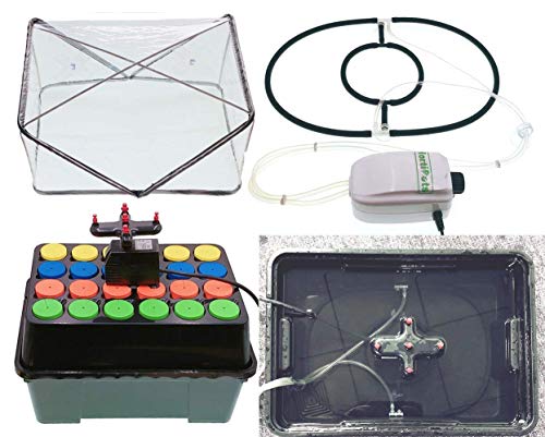 HORTIPOTS Aeroponic Clone Machine 24 site with Oxygen Add-up Air Diffusing Bubbler Kit and Extra 2 inch Neoprene Clone Collars Pack of 72