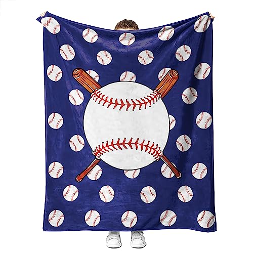 Soft Baseball Blankets for Boys Adults Kids, Baseball Gifts for Boys Men Team Coach Gifts for Christmas Thanksgiving, Cozy Fleece Blanket for Couch Bed Sofa 50'' x 60'' (02)