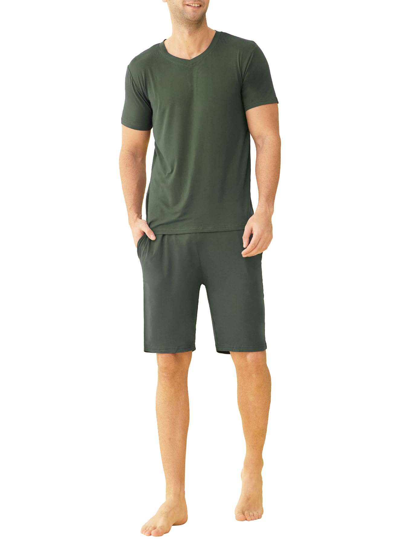 Latuza Herren Pyjama-Set mit kurzen Ärmeln und Shorts