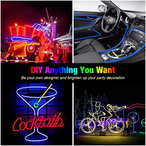 Lychee®3 Ft 1M 1M Neon Glowing Strobing Electroluminescent Robbin El Tape Belt El Wire Rope With Battery Pack For Cosplay Decoration Bruning Festival (3Ft, Green) #TOP4