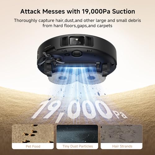 Image of Mova P50 Pro Ultra Robot Vacuum and Mop, 19,000Pa Suction with Anti-Tangle Brush, Removable & Liftable Mop for Carpet & Floor, 167℉ Mop & Washboard Self Drying & Cleaning, Auto Empty & Refill, Black